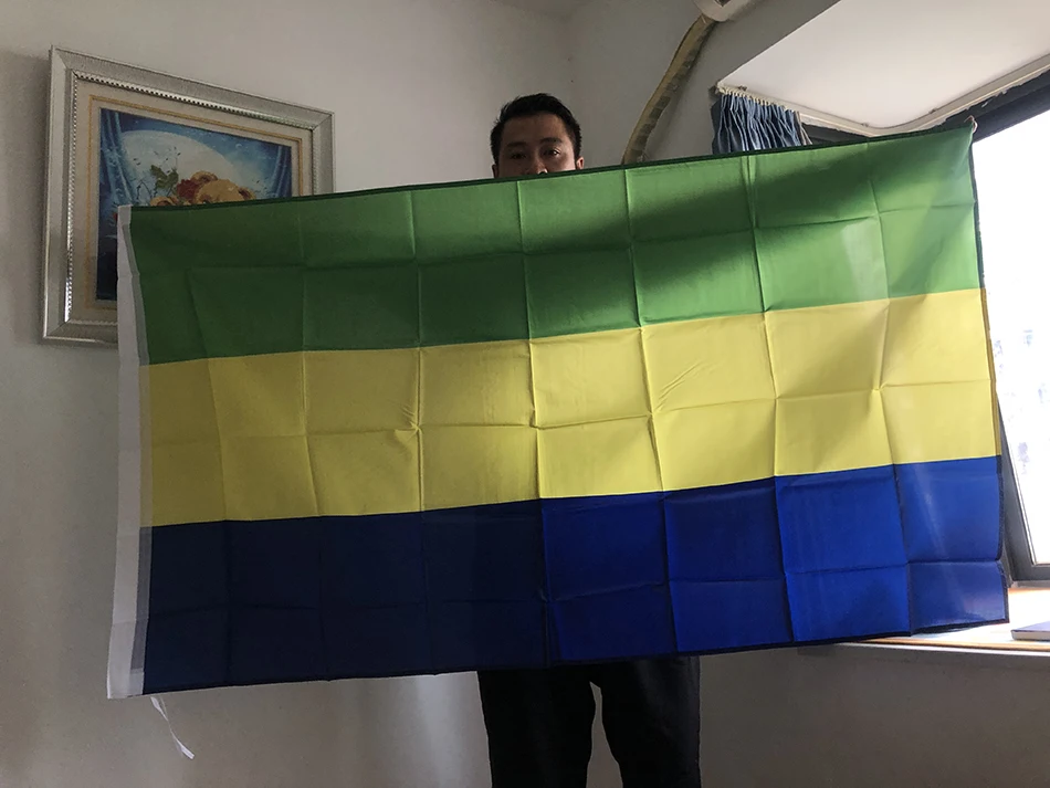 

SKY FLAG Gabon Flag 90*150cm double side polyester hanging Gabon national flag For home Decoration