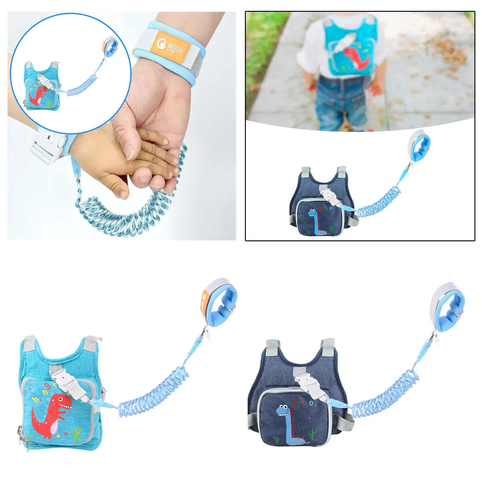 2 in 1 Toddlers Leash Safe Wrist Link for Toddlers for Walking Travel Babies