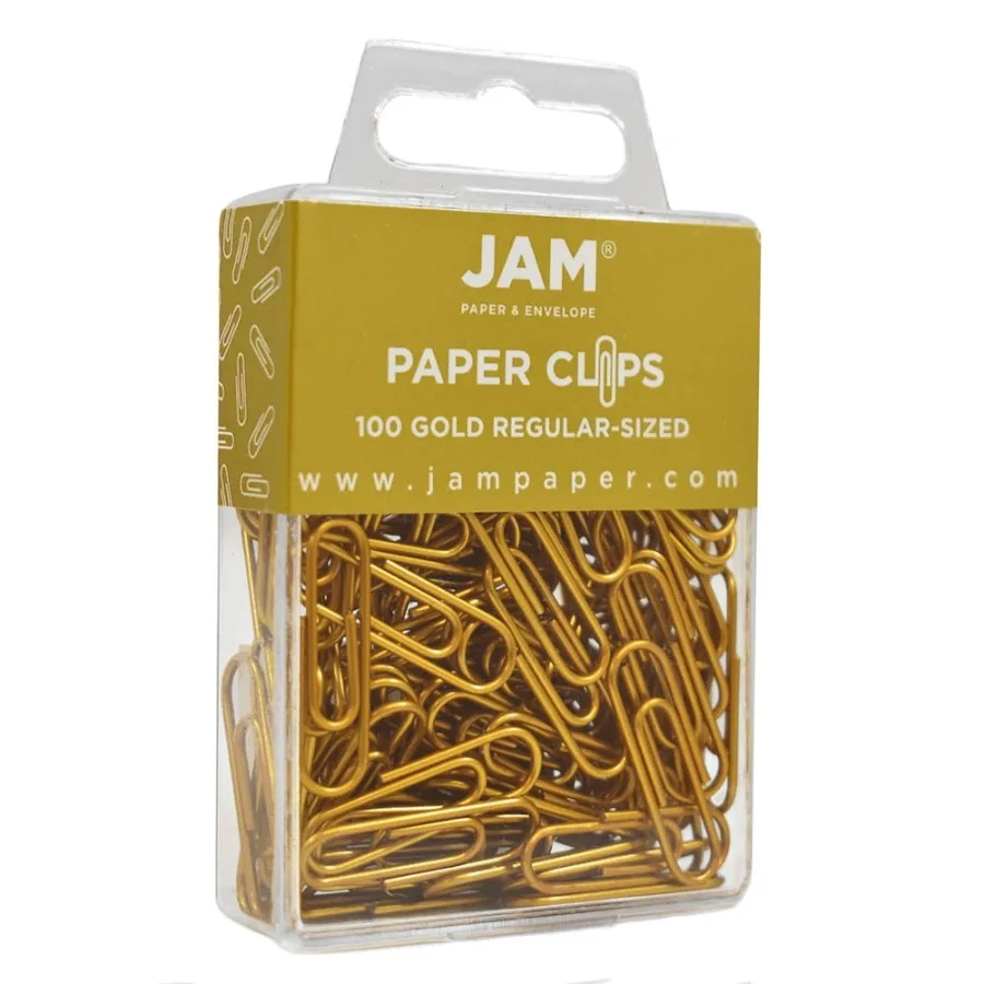 Standard Paper Clips in Gold Color 100 Pieces per Pack Small Size 1 Inch Ideal for Office Organization School Projects and Home