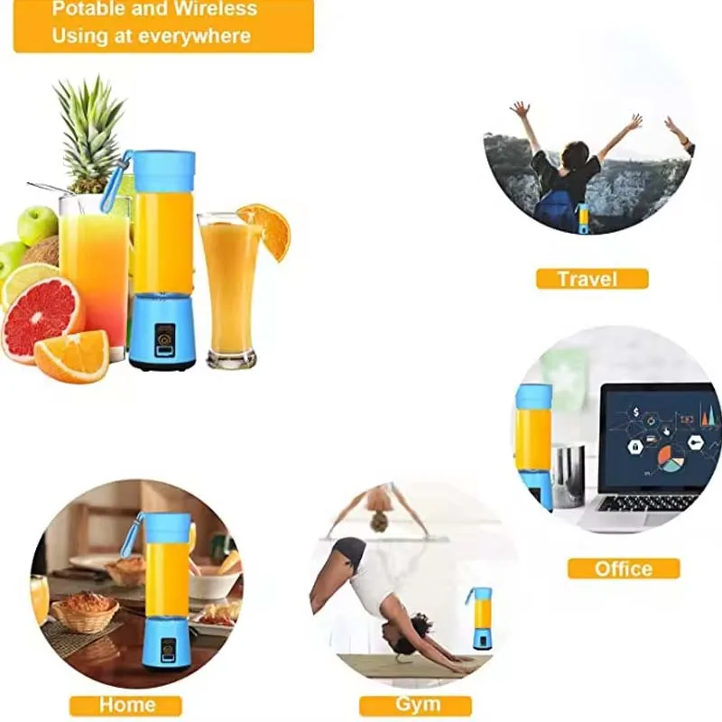 ホット販売ポータブルパーソナルジューサーカップ家庭用ミニフレッシュフルーツミキサーUSB充電式電気Portatilスムージーブレンダー