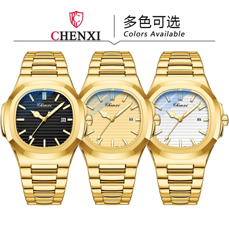 CHENXI-Relógio de pulso de quartzo cronógrafo masculino, aço inoxidável, impermeável, simples, relógio esportivo, relógio casual, 3bar, 8222