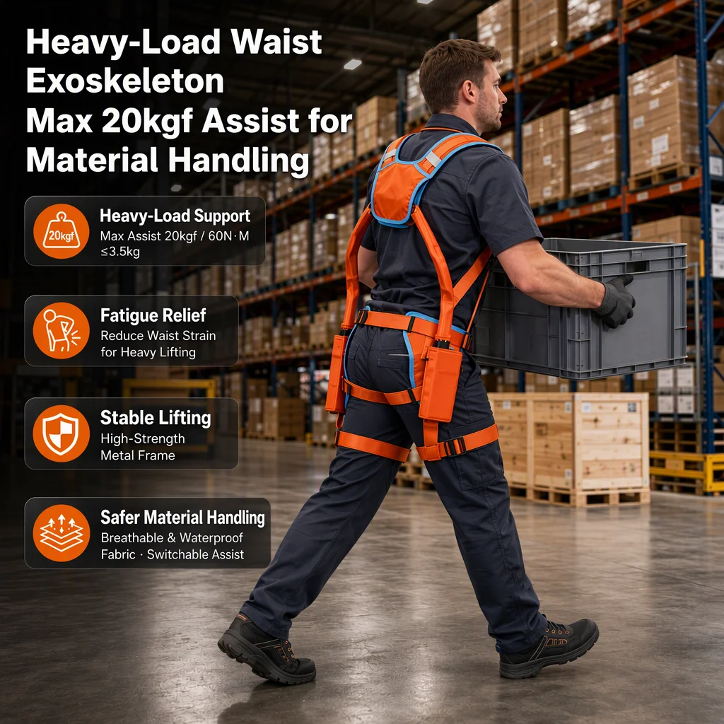 Wearable Adjustable Industrial Lifting Exoskeleton Lightweight Passive Assist Suit Lumbar Support Protection Warehouse Handling