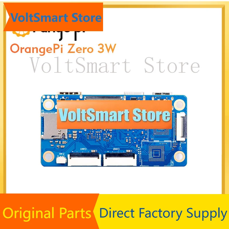 VoltSOrange Pi Zero 3W 4GB Ram + Power Supply + Fan Development Board LPDDR5 Allwinner A733 Chip 3Tops NPU WiFi6.0+BT5.4 Single