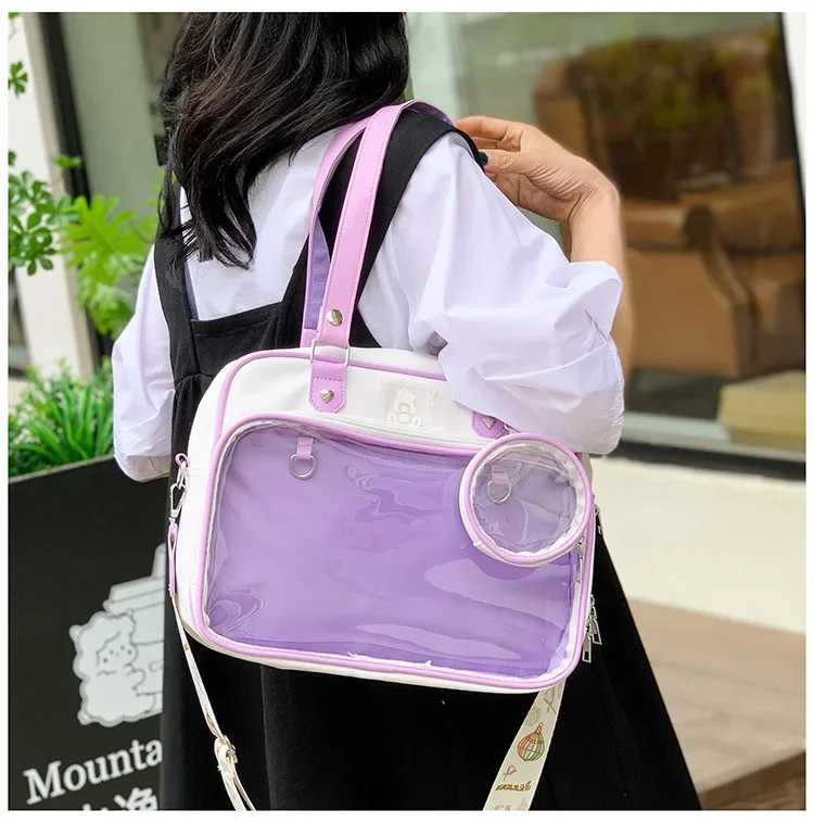 Japanese Students Women PU Leather JK Uniform Bag Bolso Cute Transparent Versatile Shoulder Bag Itabag