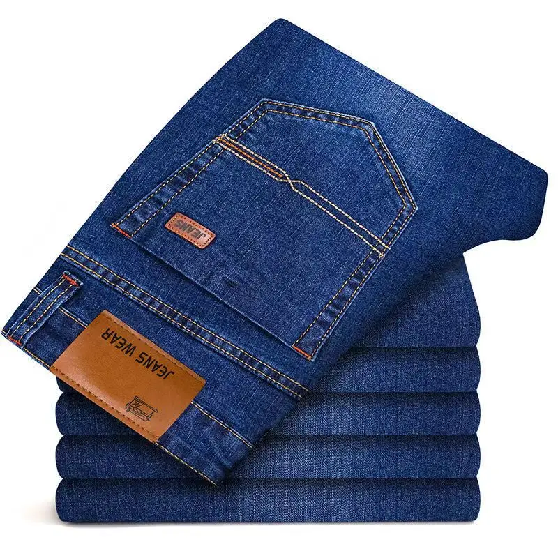 Männer Bequeme Weiche Business Casual Denim Hosen Slim Fit Gerade Hosen Mode Männliche Marke Licht Luxus Stretch Kleidung