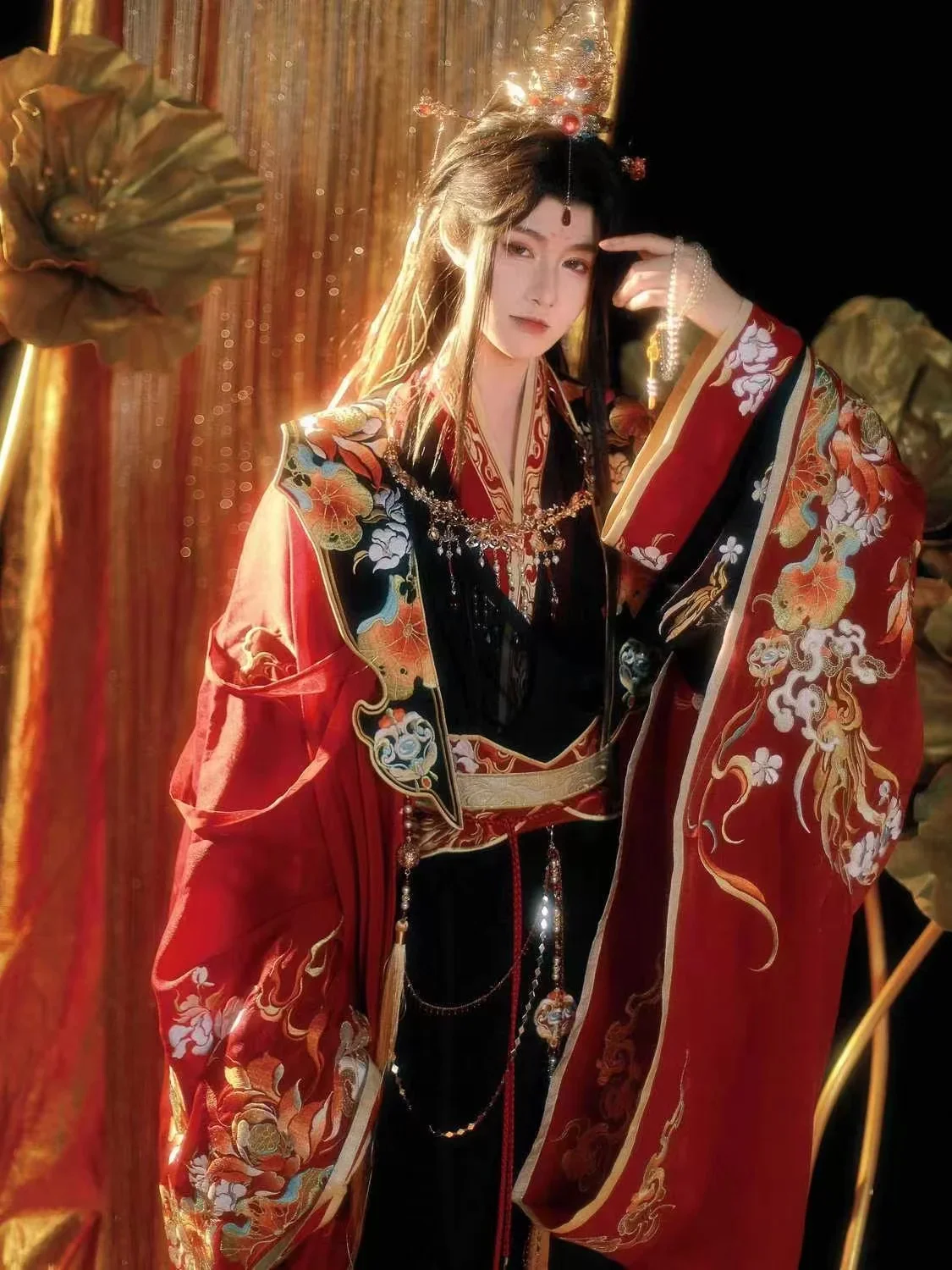 Ancient Fairy Floral Hanfu Dress Set Men Women Weijin Period Traditional Embroidery Costume Niche Anime Swordsman CosplayGarment