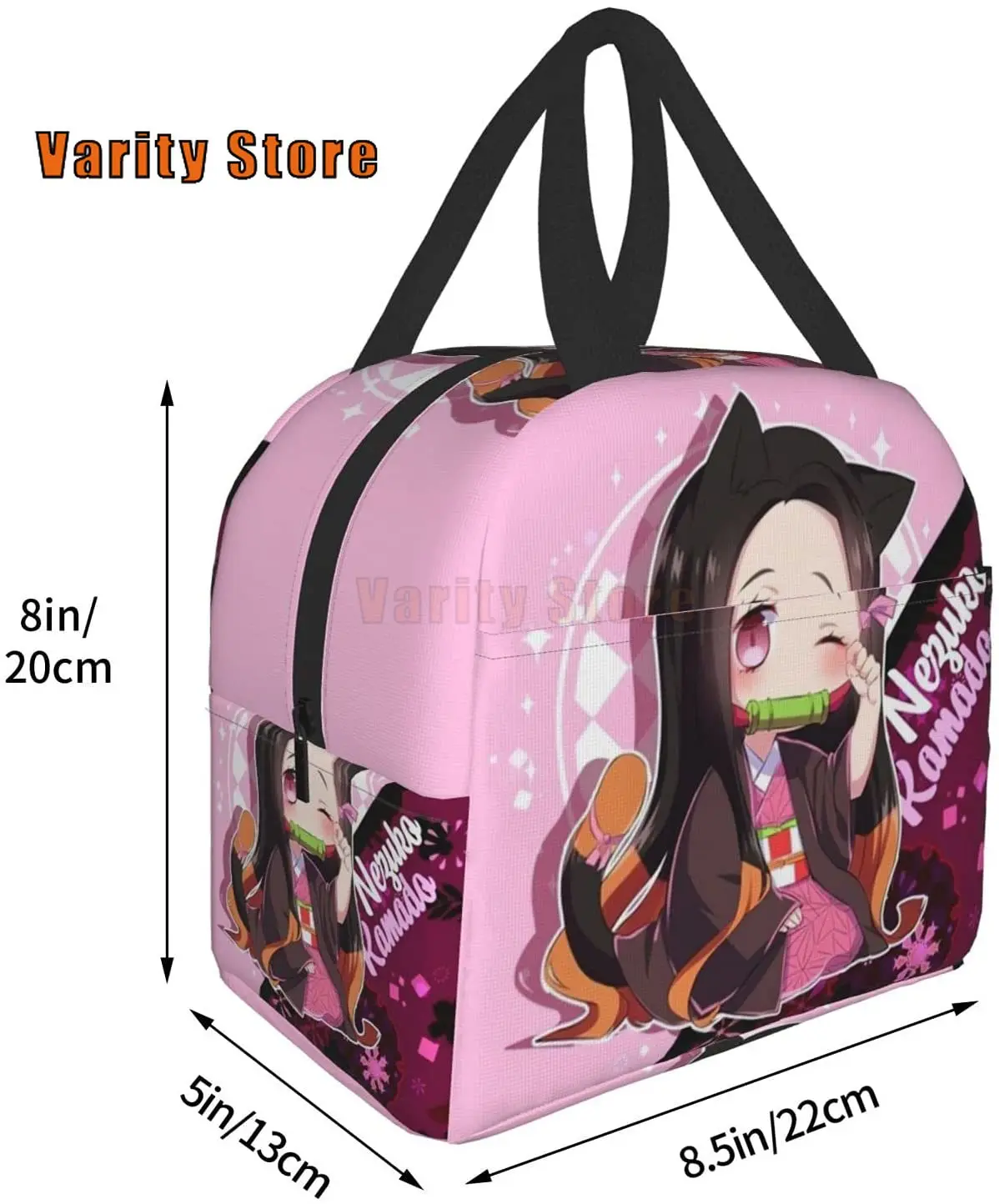 BearLad Dem0n S1ayer Kimetsu No Yaiba Nezuko Kamado bolsa de almuerzo de bambú, contenedor de Anime para mujeres, caja aislante, enfriador para niños