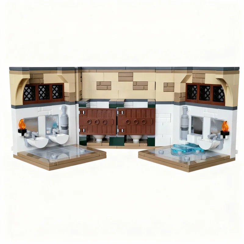 328pcs MOC Hogwarts Bathroom Modular Streetscape Harry Model Building Blocks Construction Toys Christmas Gift DIY Creative Idea