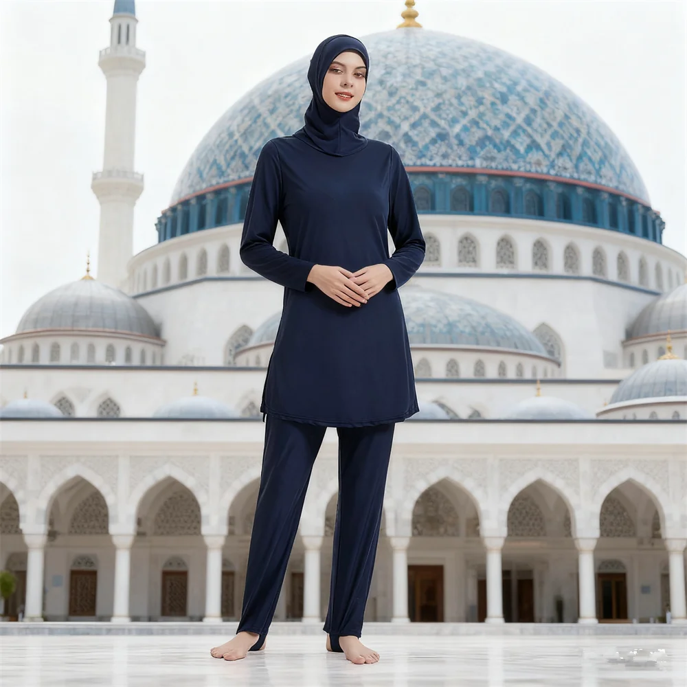 

Burkini Femme Musulmane, полный комплект из 3 предметов, мусульманский купальник, женский купальник Maillot De Bain, хиджаб, скромный купальник, исламский купальный костюм