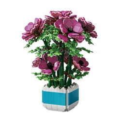 2023 City Creativity Flower Anemonia Sulcata Potted Plant Home Decoration Building Blocks Bricks Toys For Birthday Gift