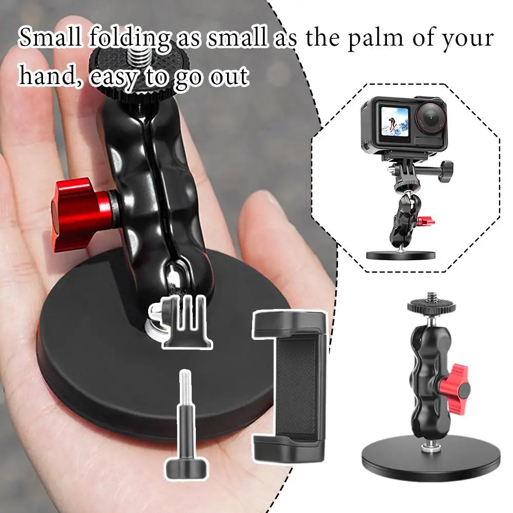 Magnetic Fixed Base for dji Action 5Pro/Pocket 3 Double Ball Head Multi-angle Adjustment Sports Camera Phone Holder Adapter C6I7