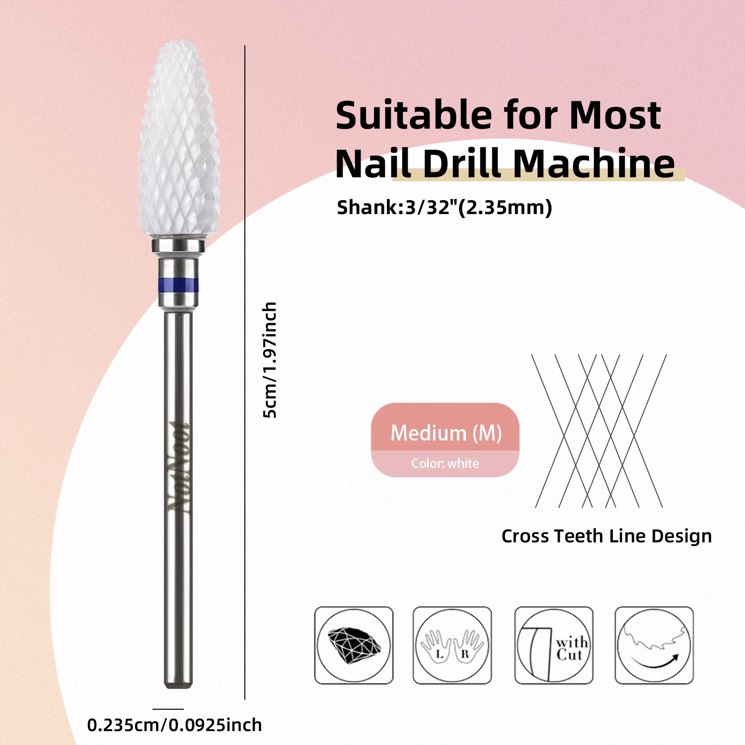 NotNoot Keramik-Nagelbohrer, Sicherer Acryl-Nagelfräser für Nagelhaut und abgestorbene Haut, Flammenbohrer für Nagelgel – Detail 2