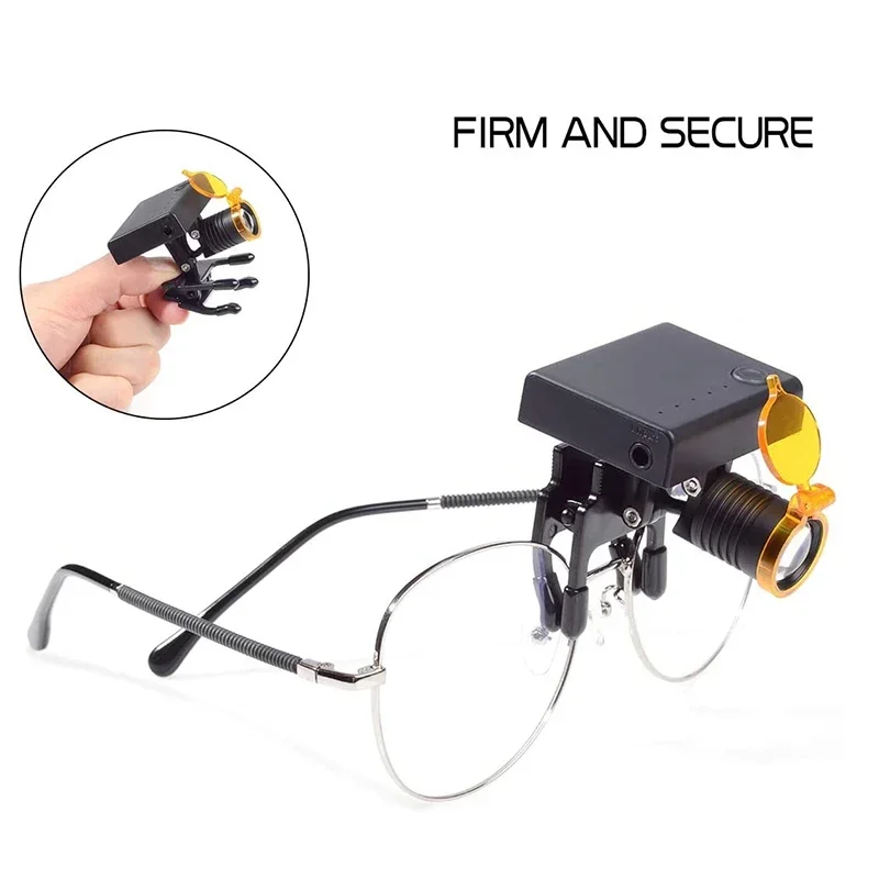 3W LED Headband Magnifier Glasses with Clamp Lamp & Flip-up Yellow Filter Lens,Repair Watch Jewelry Loupe Tool for Hobby Craft