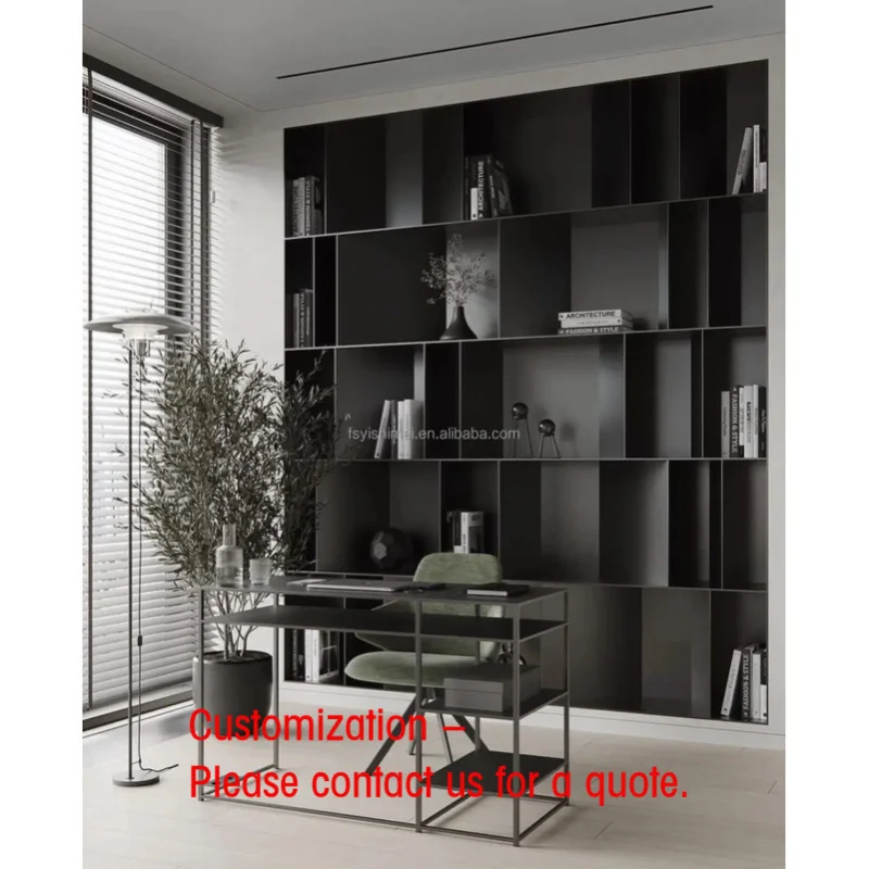 custom.Modern Minimalist Luxury Custom Metal Aluminum Floor to Ceiling Bookshelf With Led Light Living Room Office