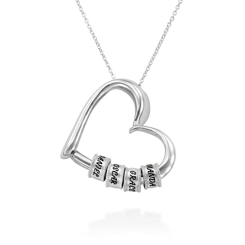 

Personalized Names Heart Necklace Custom Family Names Beads Necklace Personalized Mother's day Gift