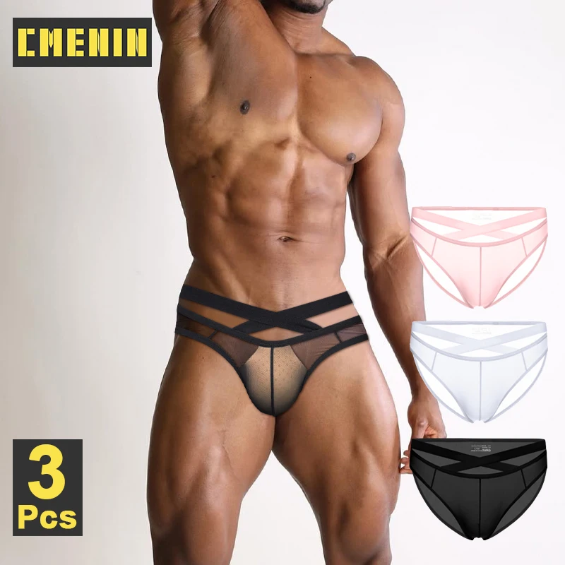 

3 шт., прозрачные мужские трусы для геев, сексуальные прозрачные мужские трусы с низкой посадкой, дышащие мужские трусы-бикини, мужское нижнее белье, трусы