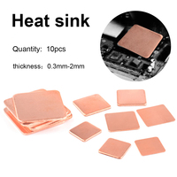 10Pcs 0.3-2.0mm Laptop Copper Sheets Plate Strip Shim Thermal Pad Heatsink Sheet For GPU CPU VGA Chip RAM Cooling