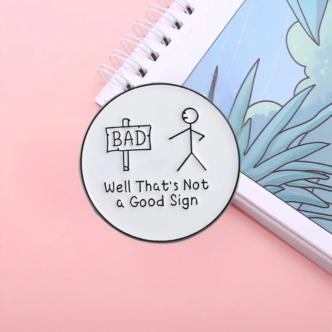 عصا الشكل مضحك روح الدعابة المينا دبابيس الكرتون علامة جيدة هذا ليس علامة جيدة بروش معدني الملابس قبعة شارة مجوهرات هدايا