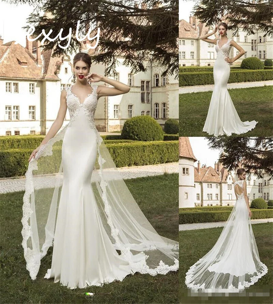 Elegante sereia vestidos de casamento com overskirt trem aberto volta civil boho 2 in1 vestido de noiva remover saia jardim noiva personalizado