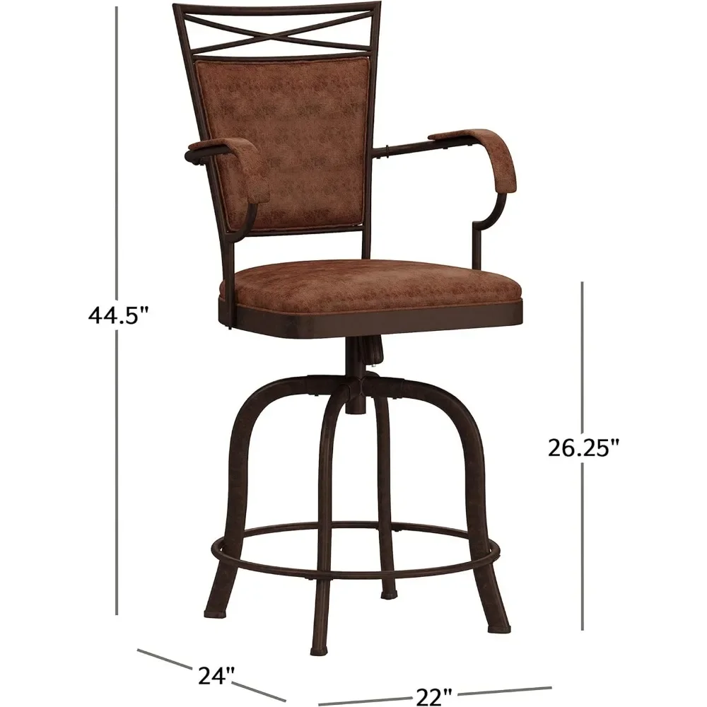 Tamborete alto do contador giratório, usado para barras e cozinhas, 24 polegadas, 22 polegadas de largura x 44,5 polegadas altas