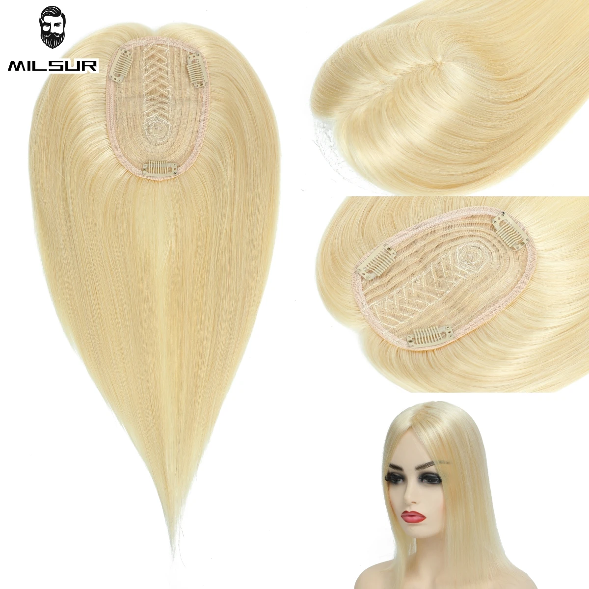 توبر الشعر البشري للنساء ذوات الشعر الرقيق الناعم | مصممة لتغطية Alopecia Areata، ناعمة وخالية من التشابك #2