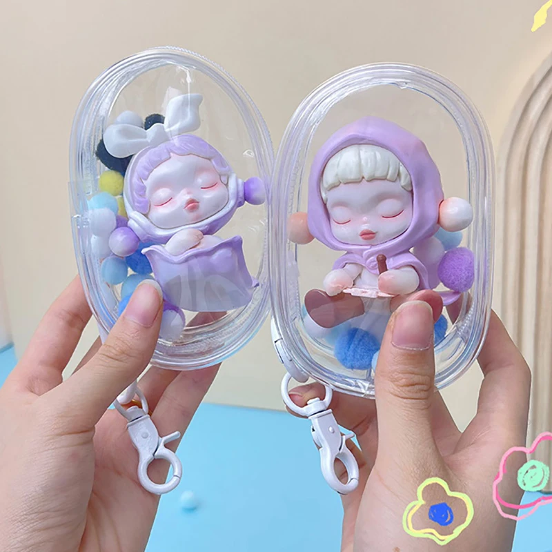 1PC Cute Doll Bag Organization Transparent PVC Mystery Box Organizer Box Keychain Bag Protect Mystery Toy Storage Case