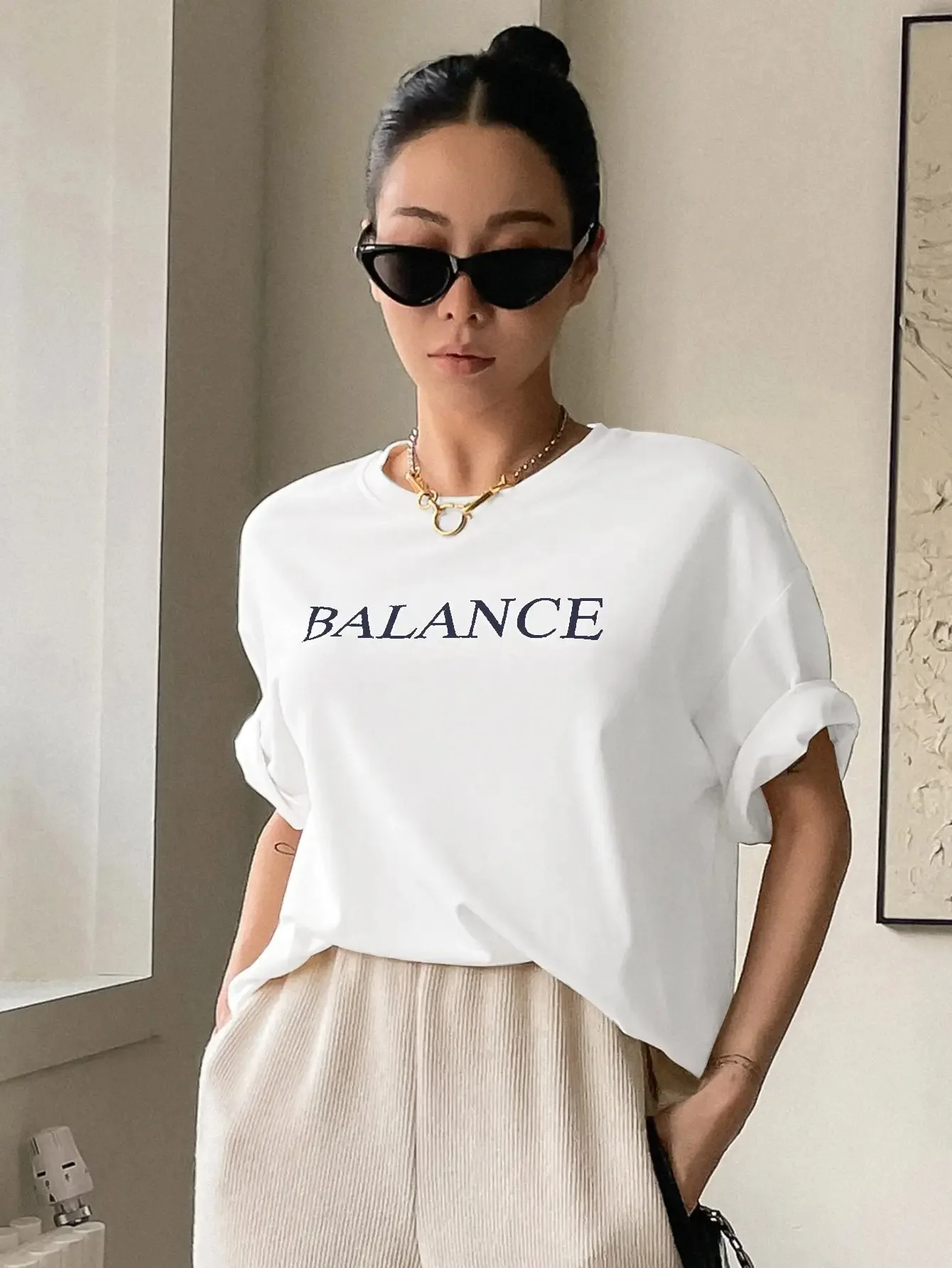 Letter Printed Casual T-Shirt Women\'s Summer Loose Plus Size Short Sleeve Fashion Street T-Shirt 100% Cotton T-Shirt Clothing