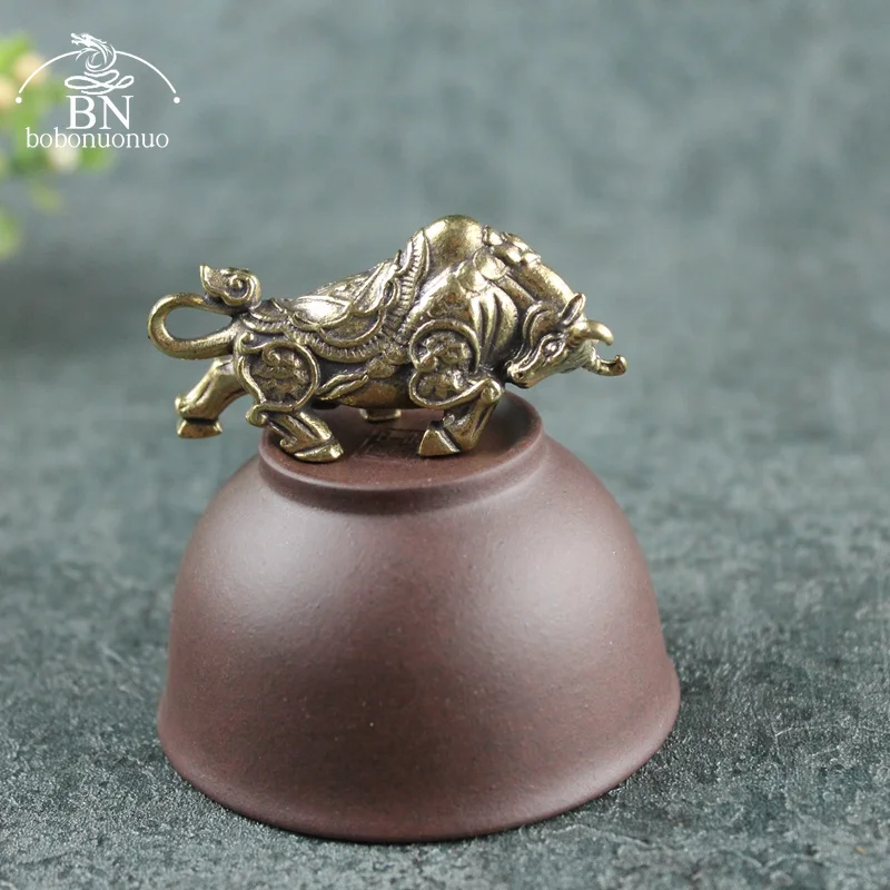 Antique Copper Wall Street Bullfight Figurines Miniatures Desktop Ornament Bull Small Statue Living Room Home Decorations Crafts