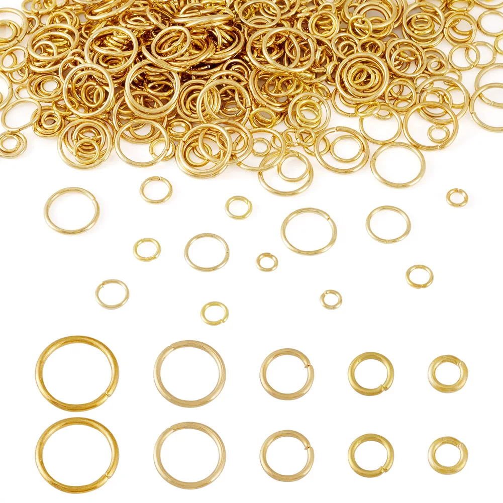 

5 Sizes Real 18K Gold Plated 304 Stainless Steel Open Jump Rings 4mm 4.8mm 6mm 8mm 10mm for Bracelet Necklace Connectors DIY