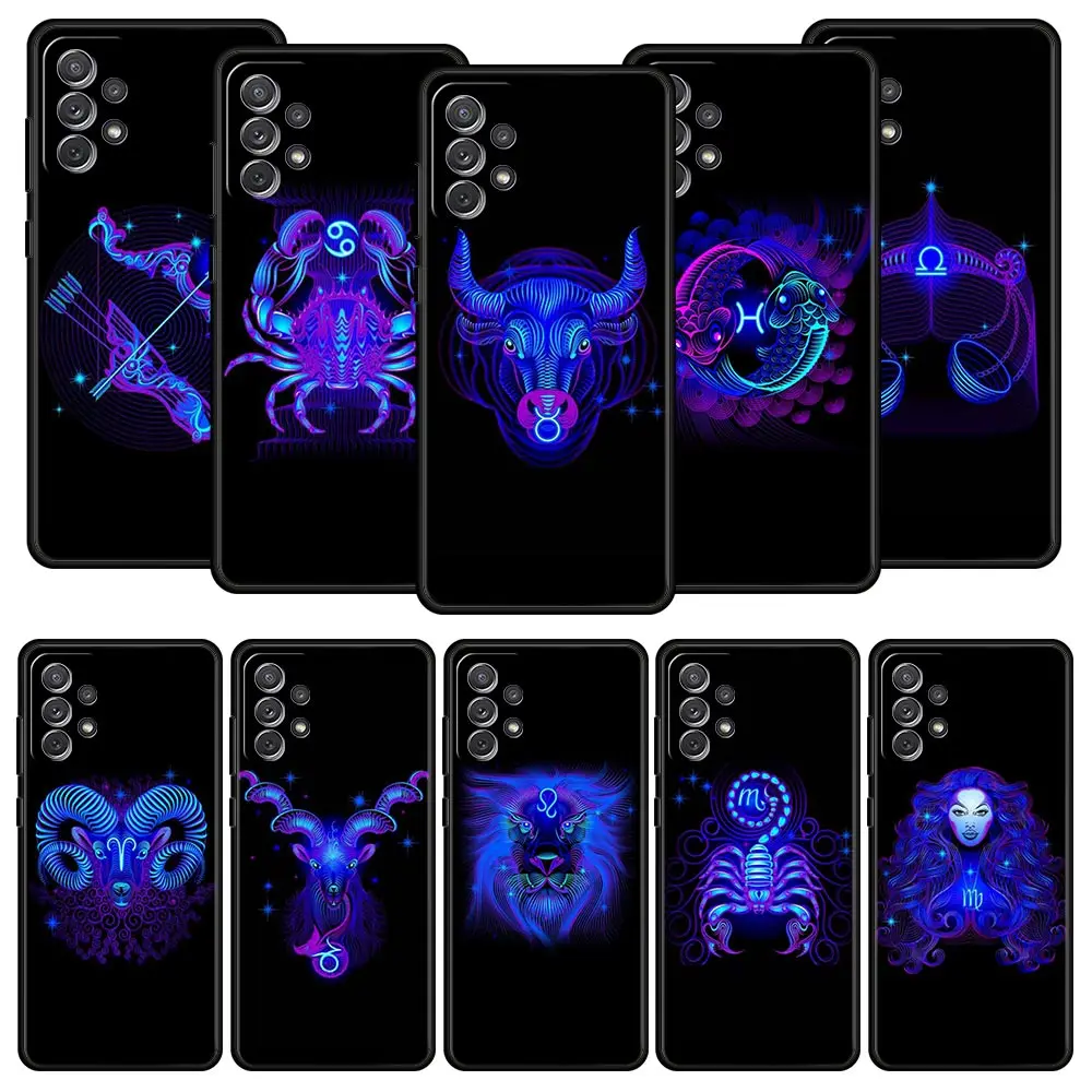 Phone Case for Samsung Galaxy A13 A15 A17 A07 A21S A22 A23 A25 A31 A73 A32 A52 A52S A41 5G Soft TPU Shell Zodiac Sign Fundas Bag