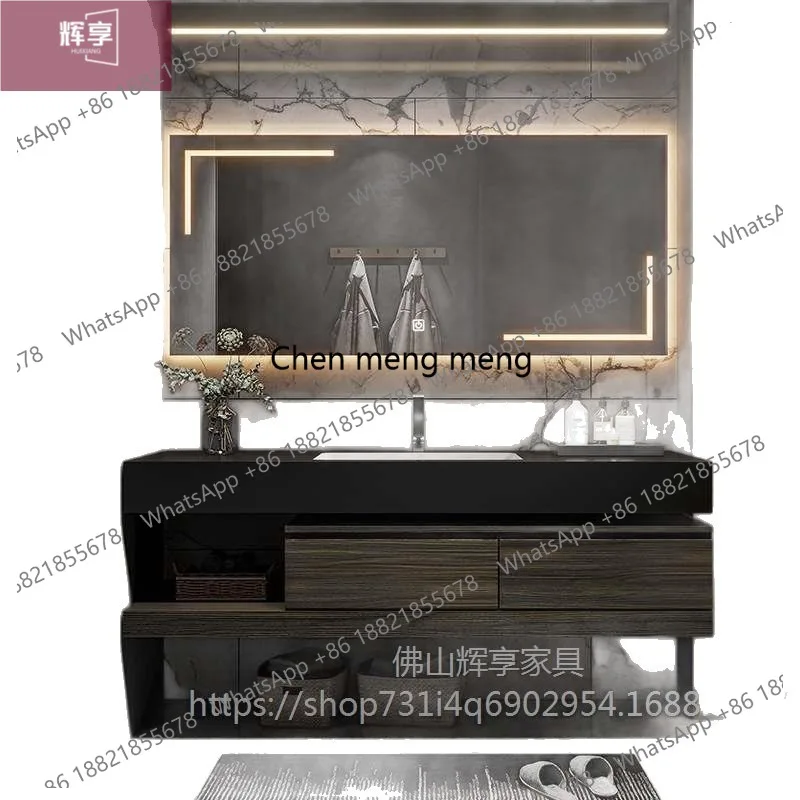 

Italian Bathroom Cabinet Vanity Washbasin Intelligent Rock Slab Hand Washbasin Cabinet Internet Celebrity Toilet Storage Cabinet