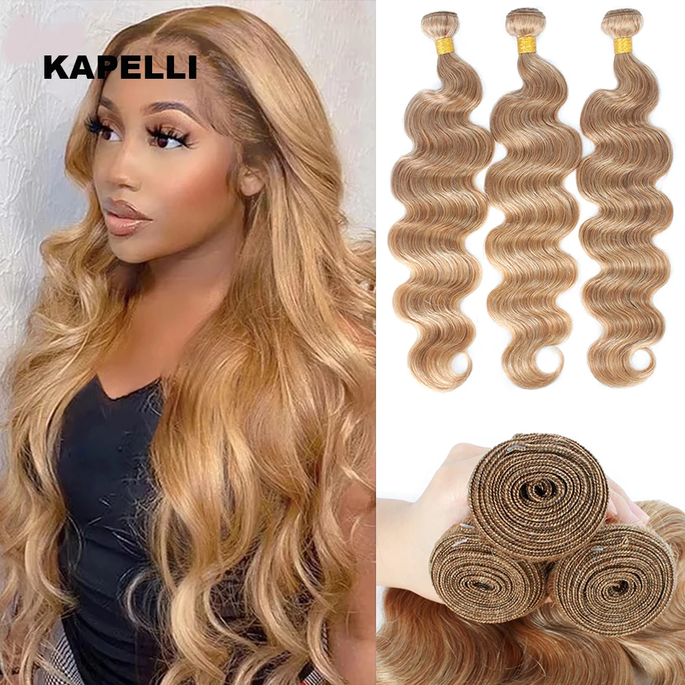 Extensions de Cheveux Humains Body Wave, 100% Cheveux Humains Brésiliens Remy, Blond Naturel, Lots de 1/3/4 Pièces