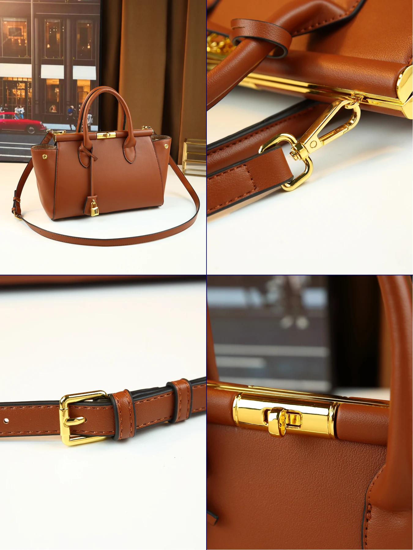 Cross-border trendy fashion clip handbag fashionable women versatile Boston bag with lock