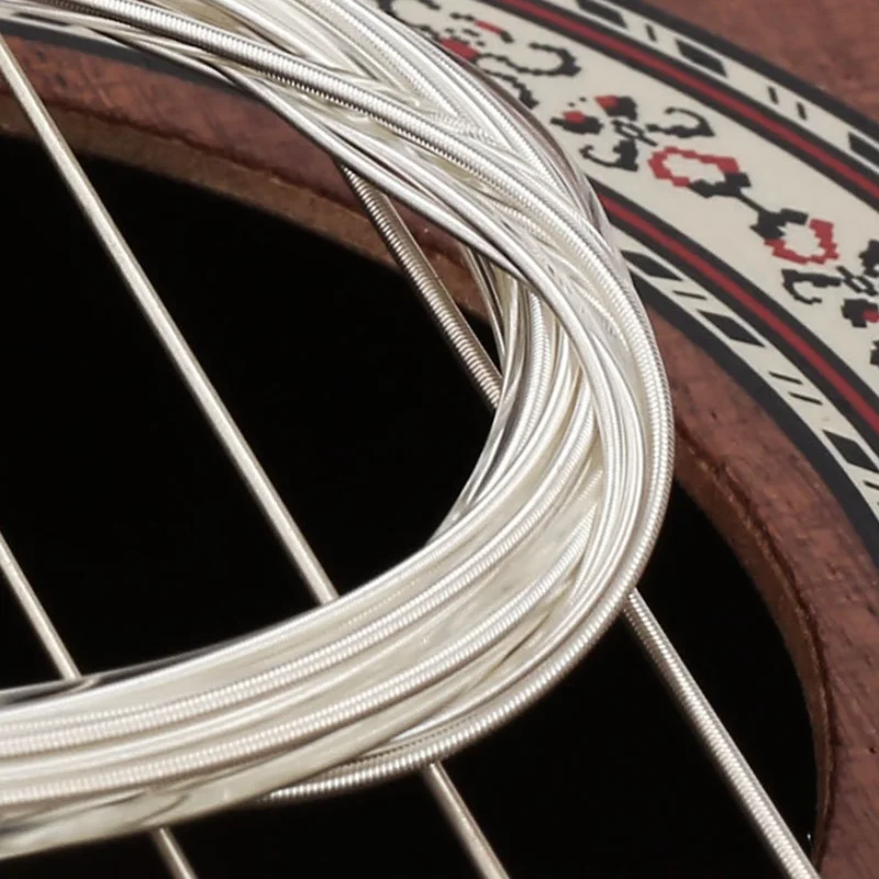 6 uds cuerdas de Metal de nailon clásico púas de guitarra de cuerda plateadas 1-6 alambre de guitarra usado accesorios de guitarra acústica clásica