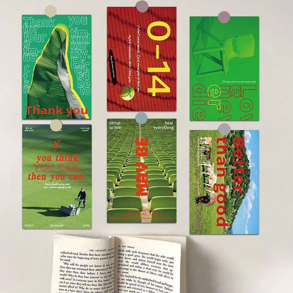 

10PCS Retro Green Series Stickers Posters Harajuku Nostalgia Home Gift Room Luggage Greeting For Living Wall Painting Dormitory