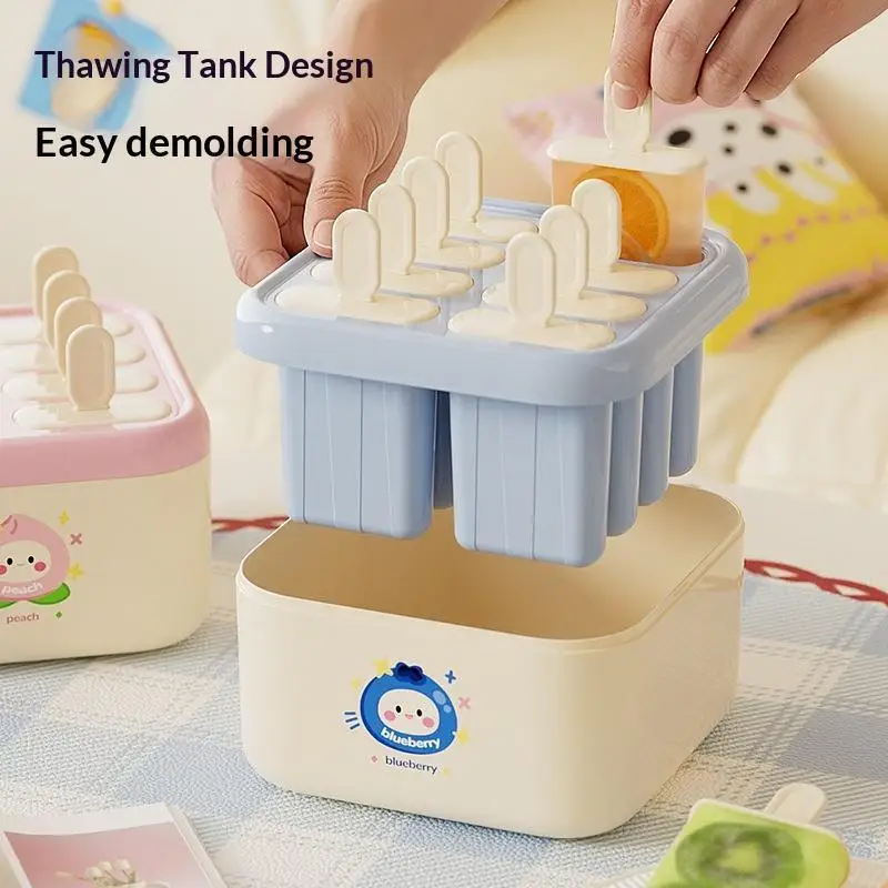 ~Food Grade Popsicle Molds 8 Large Cavities Cute Cartoon Prints For Homemade Summer Ice Pops Daily Use