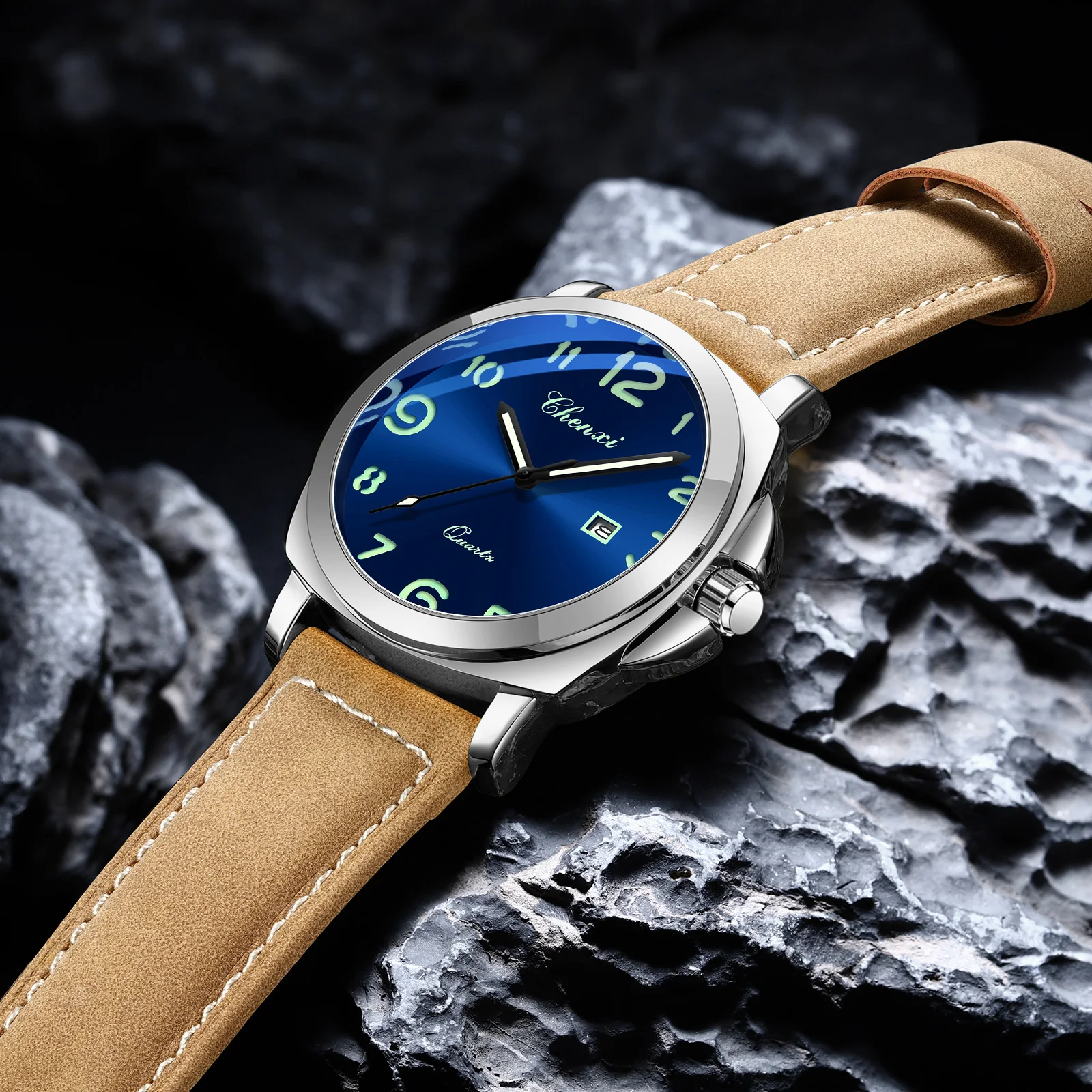 Classic Business Watches For Man Original Luxury Calendar Brown Leather Strap Male Clock Fashion Luminous Quartz Watch CHENXI