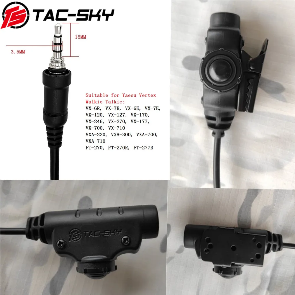 

TAC-SKY PTT V2 U94 PTT Adapter Yaesu Vertex plugs VX-6R VX-7R VX6R VX7R FT-270 Walkie Talkie Tactical Hheadset Adapter