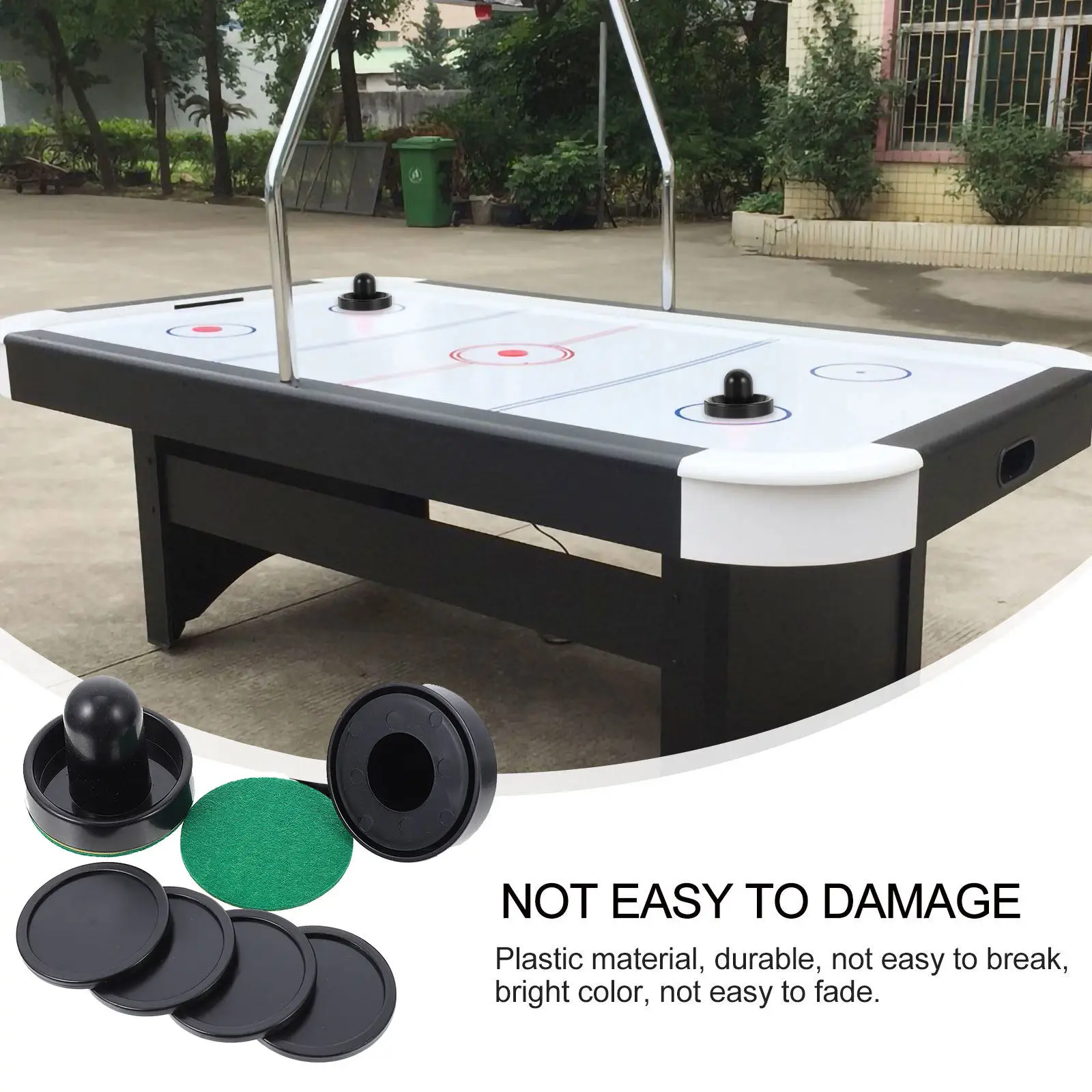 

2 комплекта пластиковых шайб для аэрохоккея и толкателей, сменные, для мини-настольных игр, для семейного досуга, износостойкие, с портативной ручкой