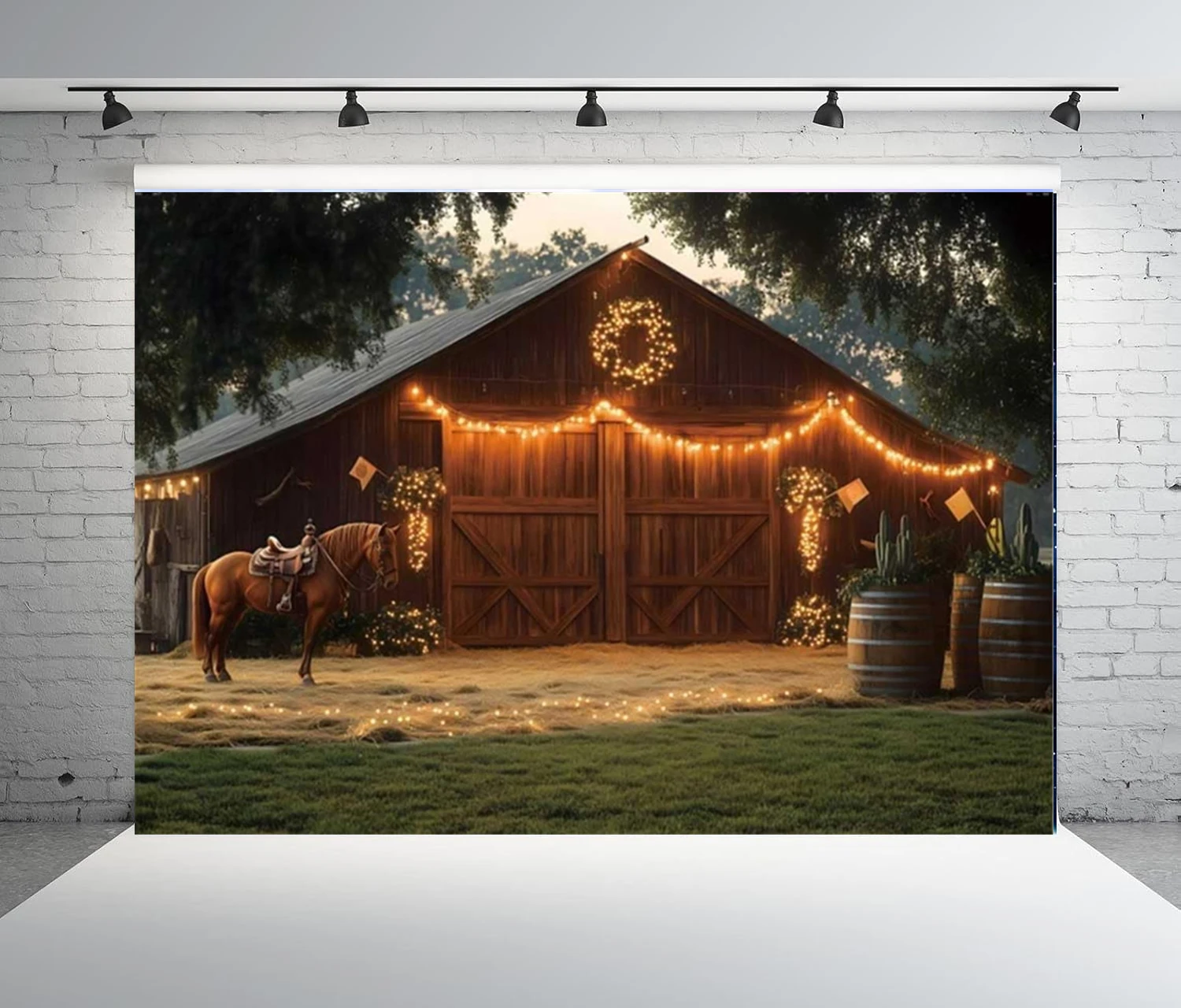 Western Cowboy Photography Backdrop Rustic Wooden Barn House Glitter Western For Rodeo Background For Birthday Party Decor