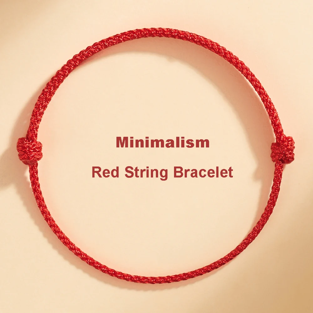 سوار سلسلة حمراء بسيطة للنساء والرجال، سوار حبلي أحمر مصنوع يدويًا قابل للتعديل للحماية ومجوهرات ساحرة للحظ السعيد