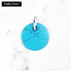 Pendant Turquoise Blue Disc Fine Jewelry Accessories Fit Necklace Europe Styling Classic Ethnic Minimalism Gift For Man Woman