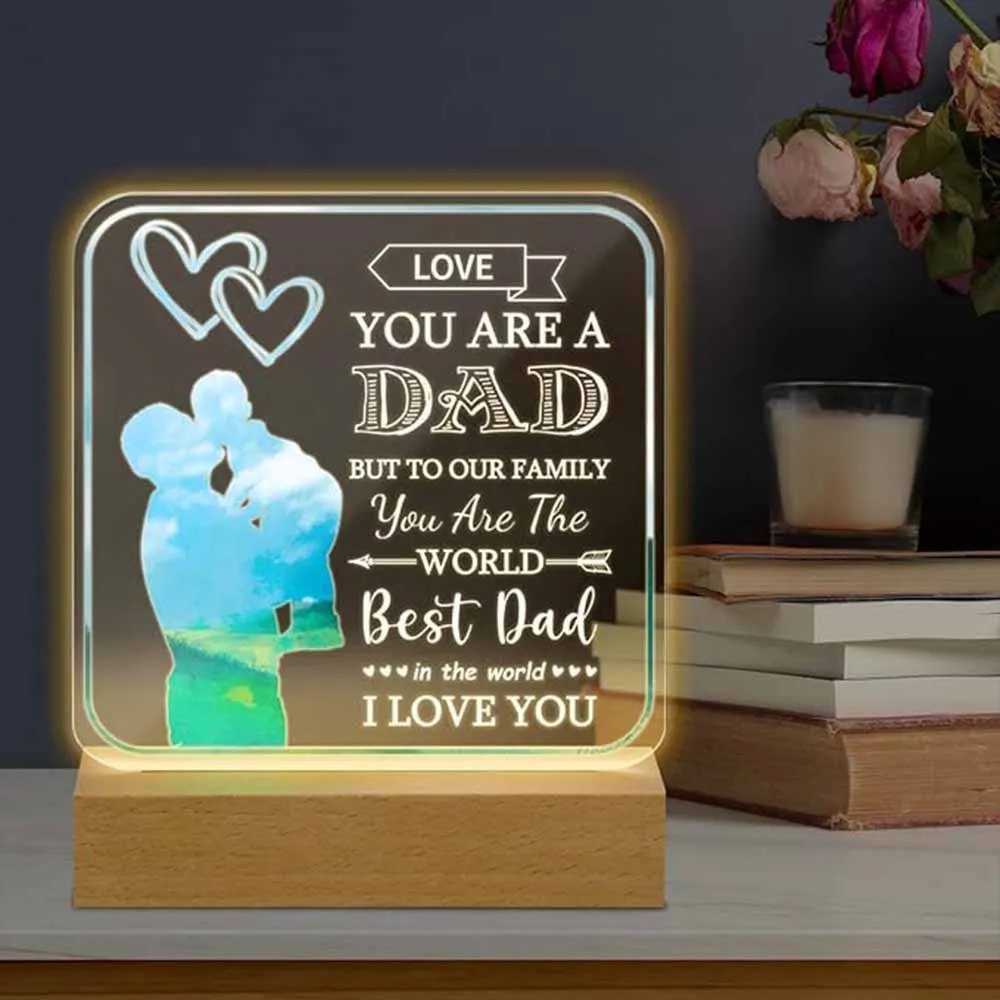 

Многоцветный светодиодный ночник с деревянным основанием, 1 шт., акриловая доска для украшения комнаты, рождественский юбилей, ночник, подарки для детей