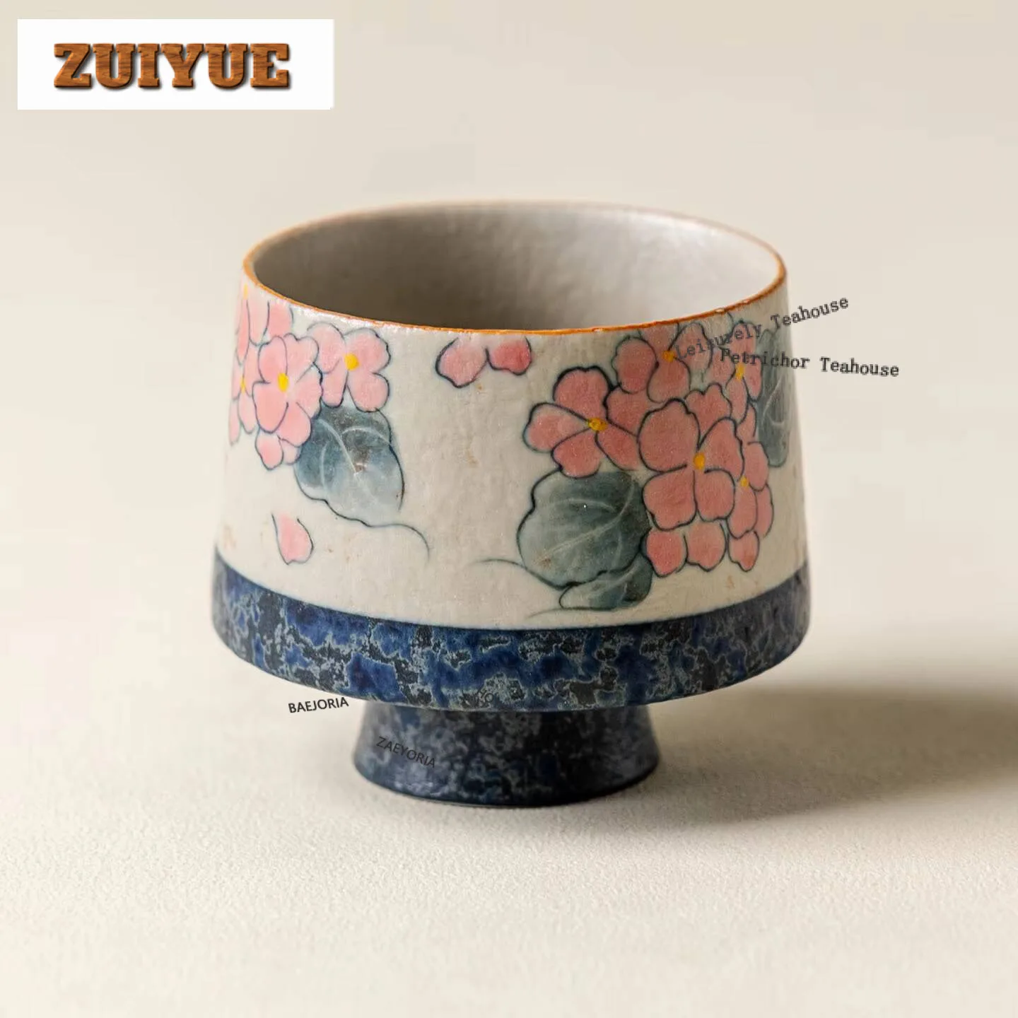

60ml Hand-painted Hydrangea Teacup Creative Tea Bowl Cup For Tea Tea-tasting Smelling Cup Jianzhan Master Cups Chinese Tea Set