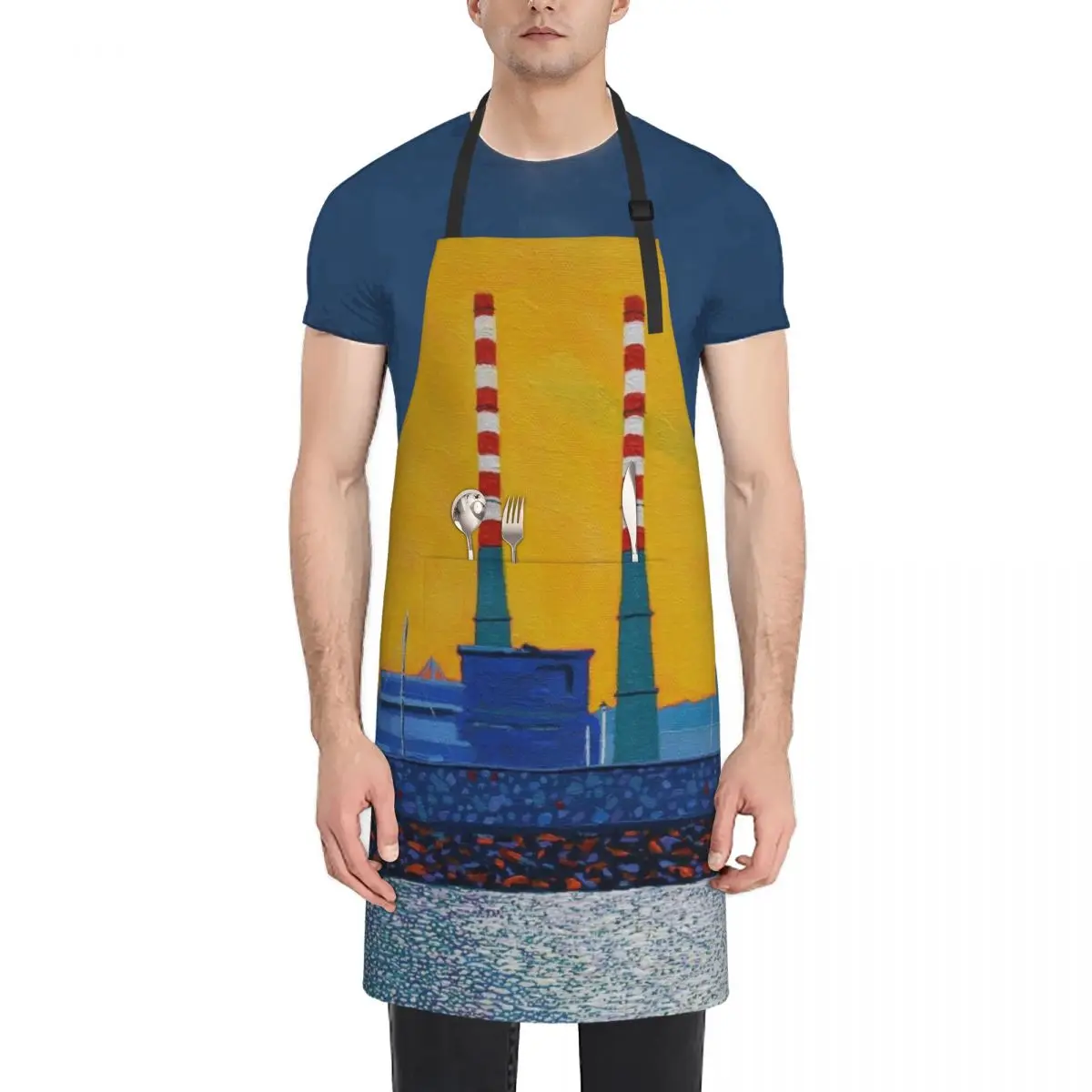 

The Poolbeg Chimneys (Dublin, Ireland) Apron Woman Work man chef uniform Kitchenware Apron