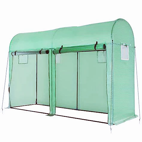 

Plant Growth Warm House Outdoor 4 Windows PE Cover Green Garden Walk-in Greenhouse with Double Roll Up Doors