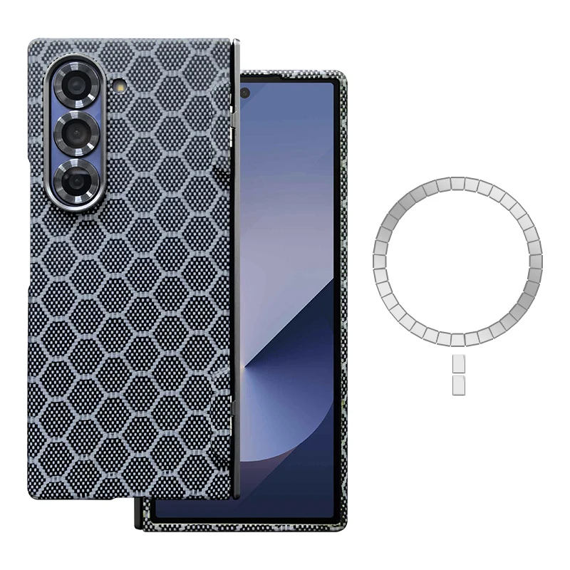 

Luxury Aramid Carbon Fiber Phone Cover For Samsung Galaxy Z Fold 6 Case Hinge Protection For Magsafe Magnetic Wireless Charge