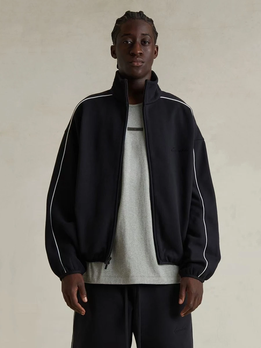 

Loose Casual Men's Zipper Collar Sweatirt Letter Embroidery High Street Sle Streetwear Comfortable Cotton Long Sve