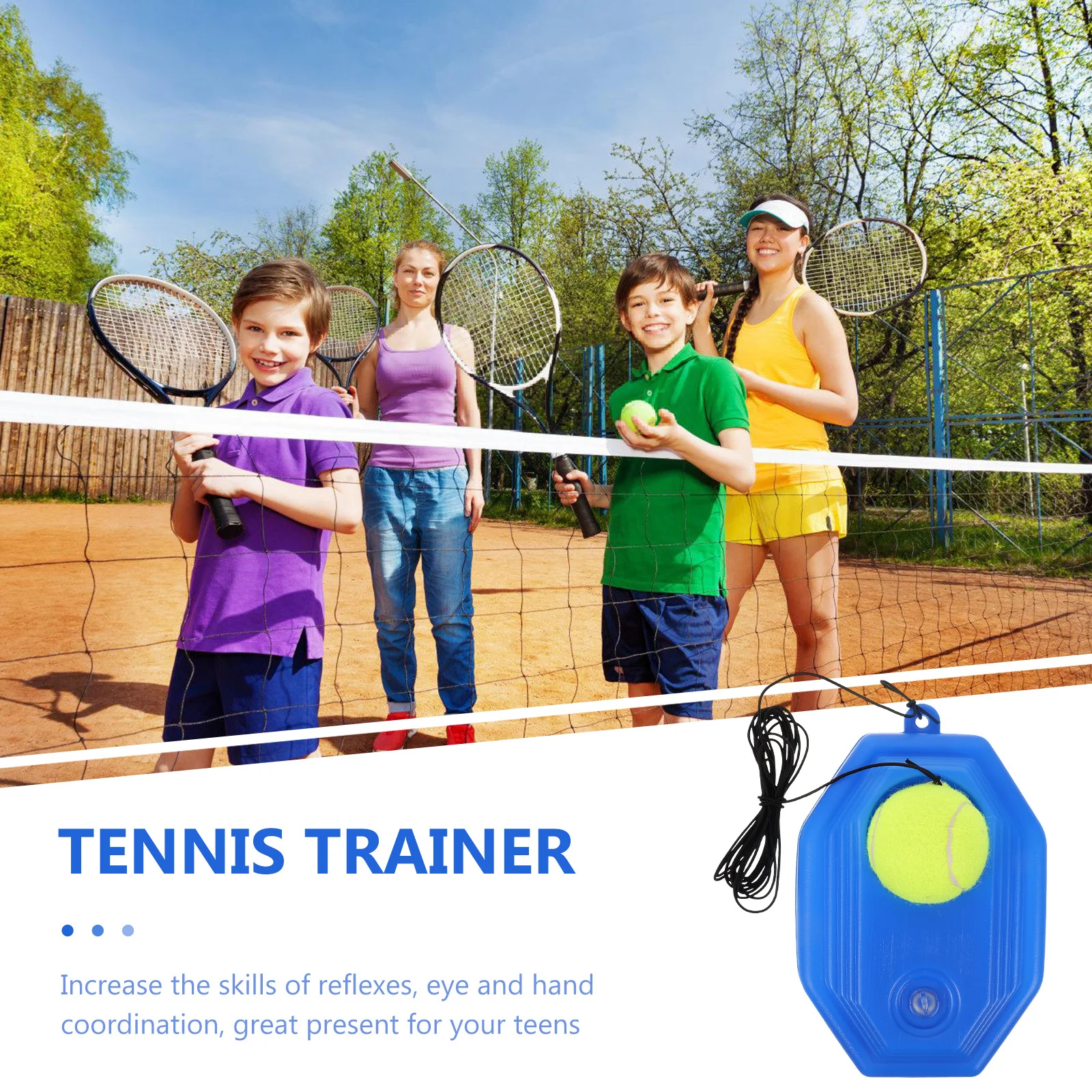 مجموعة واحدة من معدات تدريب التنس المطاطية المتينة في الهواء الطلق أداة رياضية داخلية للأطفال المراهقين منعكسات التنسيق ممارسة الارتداد #6