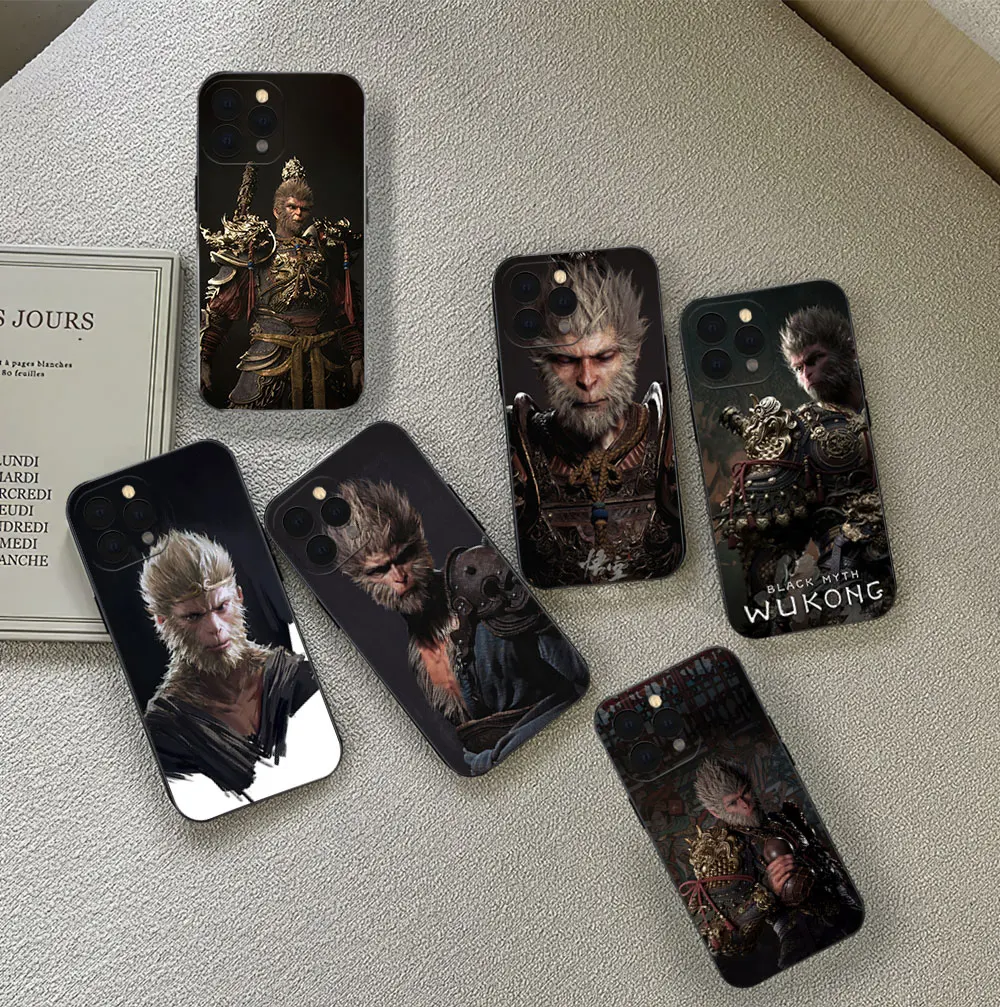 Phone Case For iPhone Game B-Blacks Myth W-Wukong 12 11 13 14 15 16 Max Pro Plus Black Soft Silicone Cover